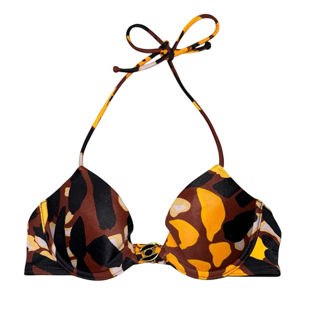 Victoria’s Secret red orange brown leopard print triangle bikini top women’s 34A